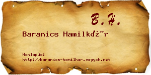 Baranics Hamilkár névjegykártya